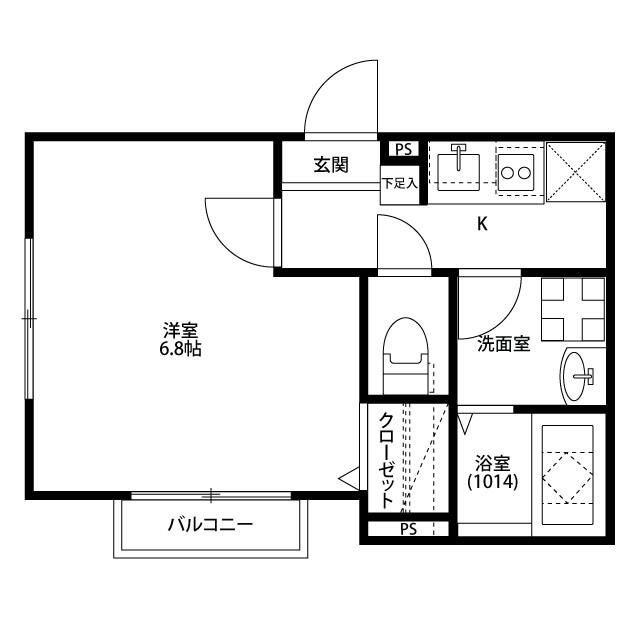 アムールつくば(1K/1階)の間取り写真