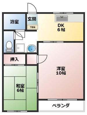MAPLEHEIGHTS(2DK/2階)の間取り写真