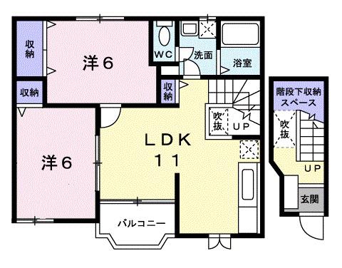 エレガント・ヴィラ(2LDK/2階)の間取り写真