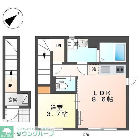 ESPOIR HILLS(1LDK/2階)の間取り写真