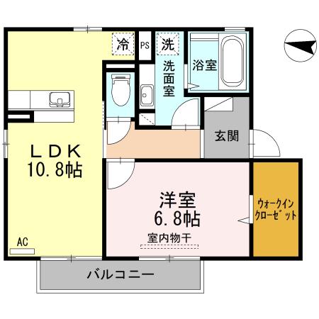 ヒルサイドテラス桜坂III(1LDK/2階)の間取り写真
