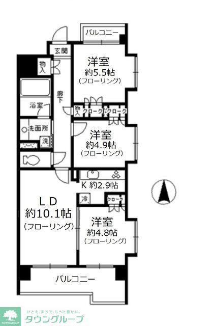 ザ・グランフォーリア西日暮里(3LDK/11階)の間取り写真