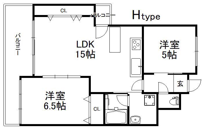 御所西ロイヤルプラザ(2LDK/3階)の間取り写真