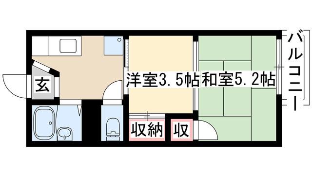 タウニー若竹(2K/1階)の間取り写真