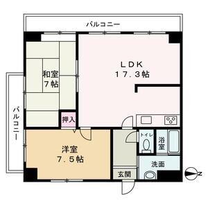 ハッピーライフ・フジ(3LDK/4階)の間取り写真