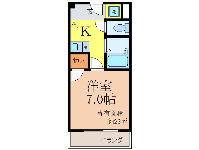 ジュネス大手(1K/3階)の間取り写真