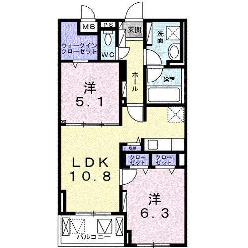 グランディオ TK(2LDK/3階)の間取り写真