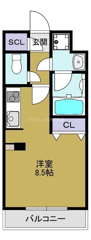 パークフラッツ弁天町駅前(ワンルーム/8階)の間取り写真