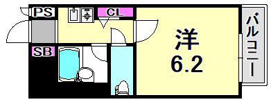 パラシオ塚本II(1K/6階)の間取り写真