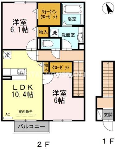 ジュネス榊原(2LDK/2階)の間取り写真