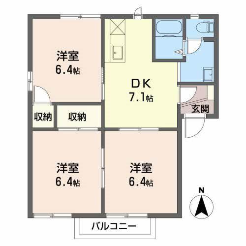 フレグランス セブン B(3DK/1階)の間取り写真
