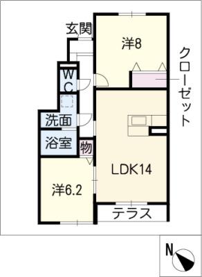 アスピリアI(2LDK/1階)の間取り写真