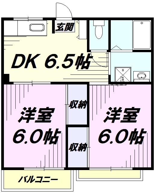 ヴェルディ菊池(2DK/2階)の間取り写真