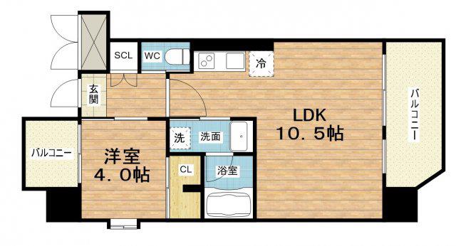 プレジオ都島北通(1LDK/6階)の間取り写真