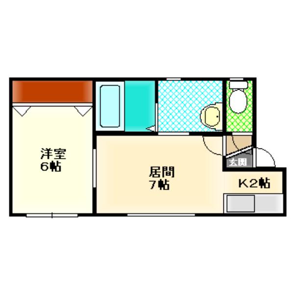 リバーサイド青葉(1DK/2階)の間取り写真