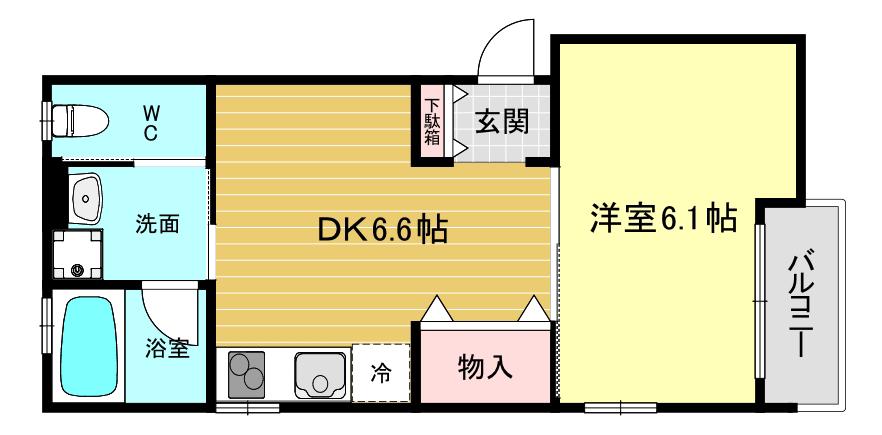 ガーデンヒルズIII(1DK/2階)の間取り写真