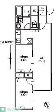 GRANPASEO中野IV(2LDK/B1階)の間取り写真