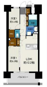 レクシア国府ゼクシス(2LDK/9階)の間取り写真