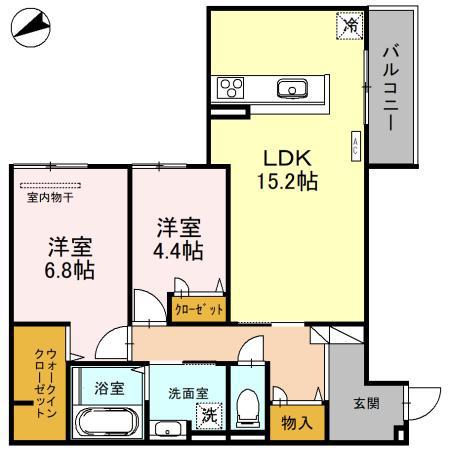 ウィズパーク ノーサイド(2LDK/3階)の間取り写真