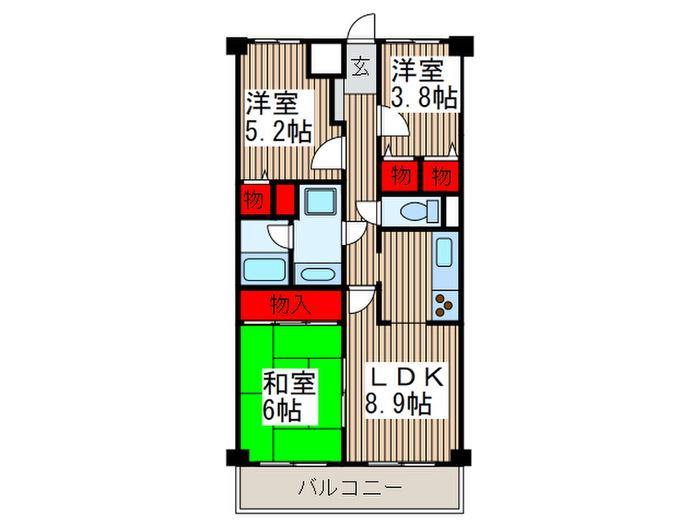 エスポワール大宮(3LDK/4階)の間取り写真