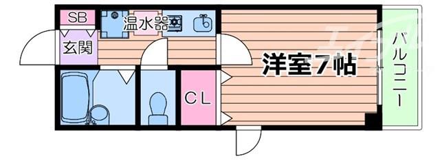 グレースハイム光(1K/2階)の間取り写真