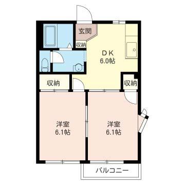 グリーンハウスハシモトA(2DK/1階)の間取り写真