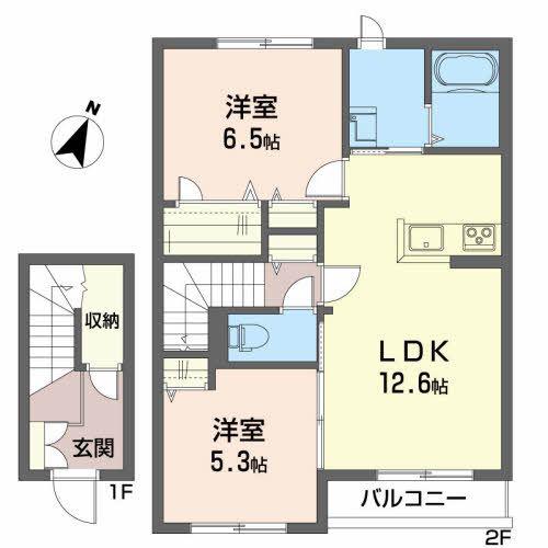 シャーメゾン ミュウ(2LDK/2階)の間取り写真