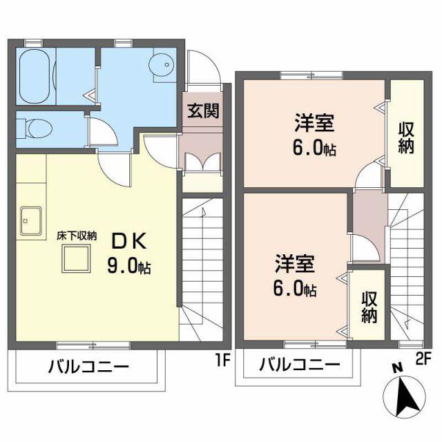 エスペランス(2DK/1階)の間取り写真