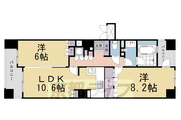 LEGAL京都四条烏丸(2LDK/10階)の間取り写真