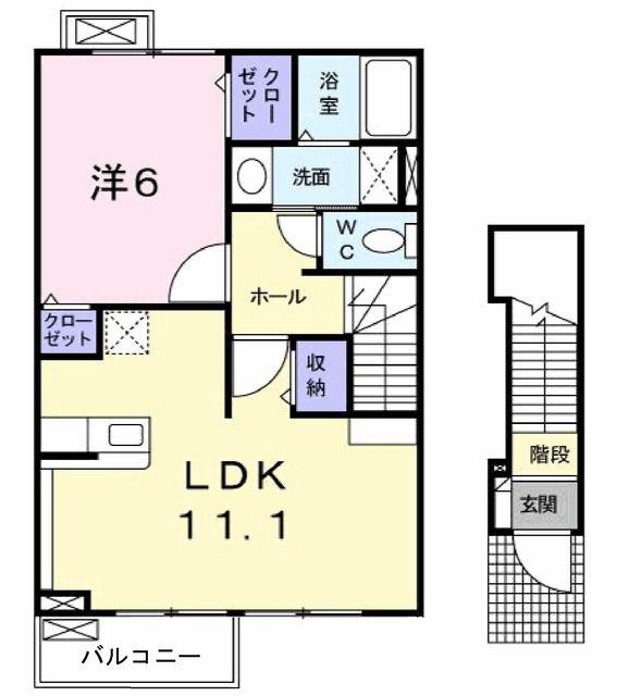 ビサイドピュア(1LDK/2階)の間取り写真