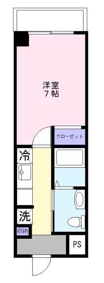 グリーンライン 中山駅(神奈川) 徒歩1分 9階建 築40年(1K/8階)の間取り写真