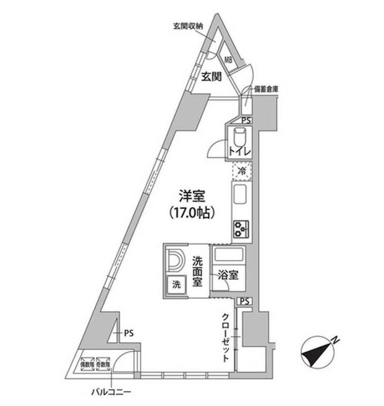 ロリエ銀座(ワンルーム/7階)の間取り写真