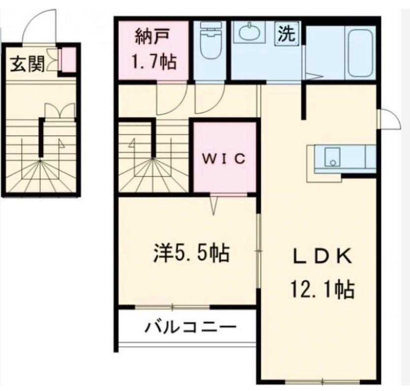 GRANDIR(1SLDK/2階)の間取り写真