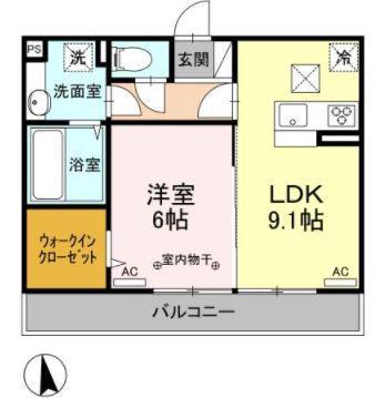 ボヌールA(1LDK/1階)の間取り写真