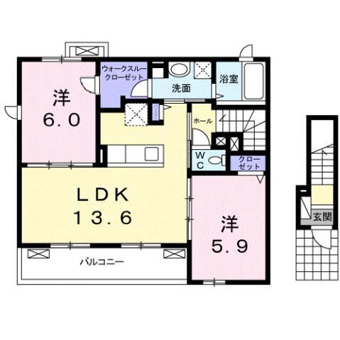 サンライズI(2LDK/2階)の間取り写真