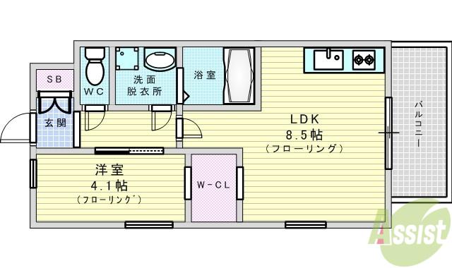 レジディア新大阪(1LDK/5階)の間取り写真