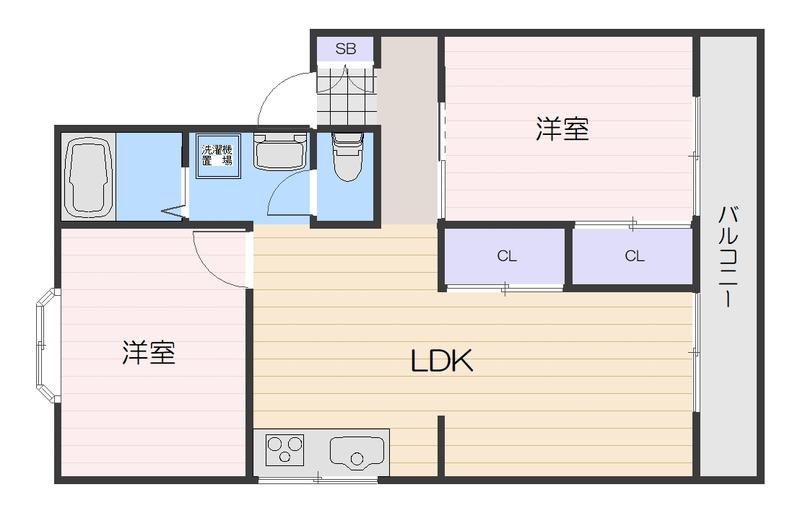 ハウスアメニティ(2LDK/2階)の間取り写真