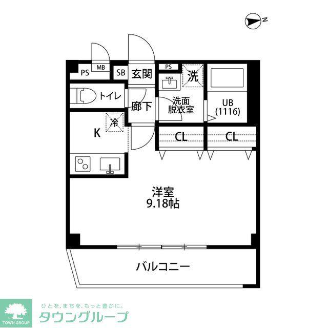 アンプルールフェールジアース(1K/1階)の間取り写真