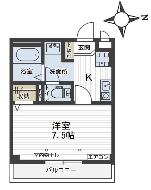 マンション芙蓉(1K/1階)の間取り写真