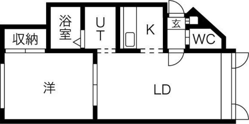 ウィンディー東札幌(1LDK/1階)の間取り写真