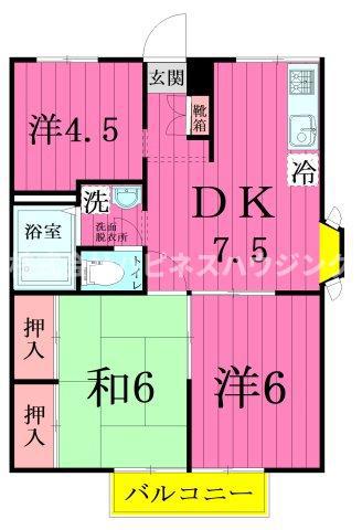 ロイヤルハイツ(3DK/2階)の間取り写真