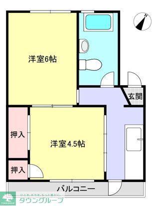 メゾン城南(2K/2階)の間取り写真