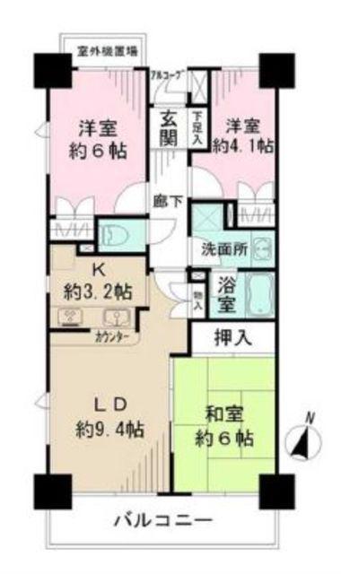 藤和シティホームズ三鷹禅林寺通(3LDK/2階)の間取り写真