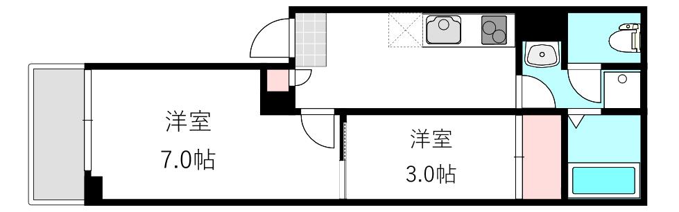 REGALEST PARK SIDE 宇品I(1LDK/2階)の間取り写真