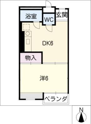 ハイライフ本山(1DK/2階)の間取り写真