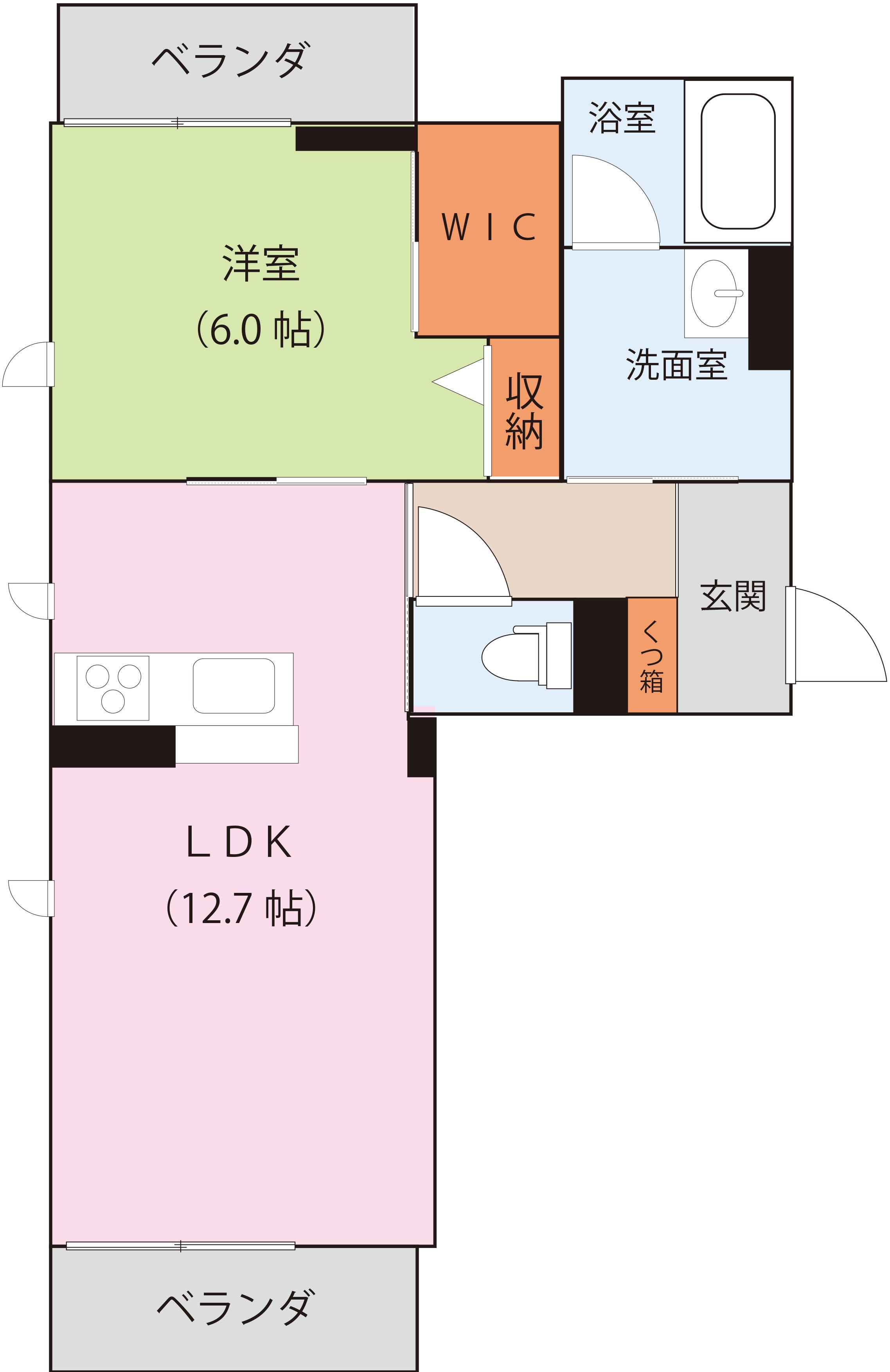 レジデンスひかり(1LDK/2階)の間取り写真