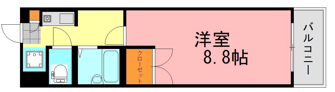 ウィル緑井(1K/3階)の間取り写真