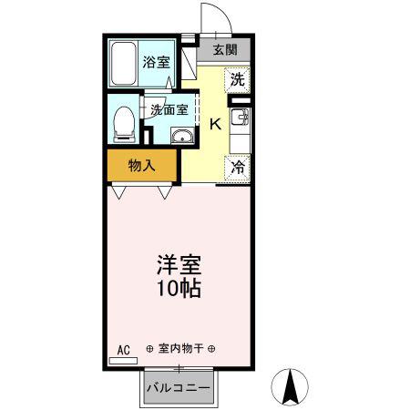 グランシャリオAB(1K/2階)の間取り写真