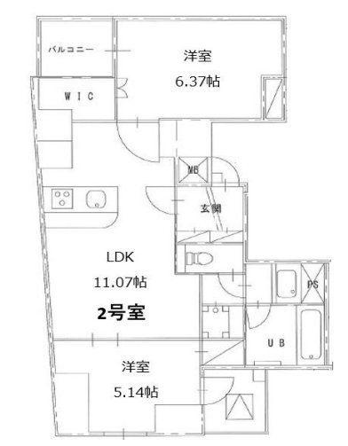 S-RESIDENCE日本橋浜町(2LDK/13階)の間取り写真