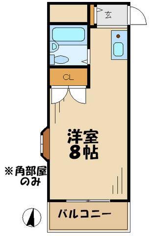 グランラパン(ワンルーム/1階)の間取り写真